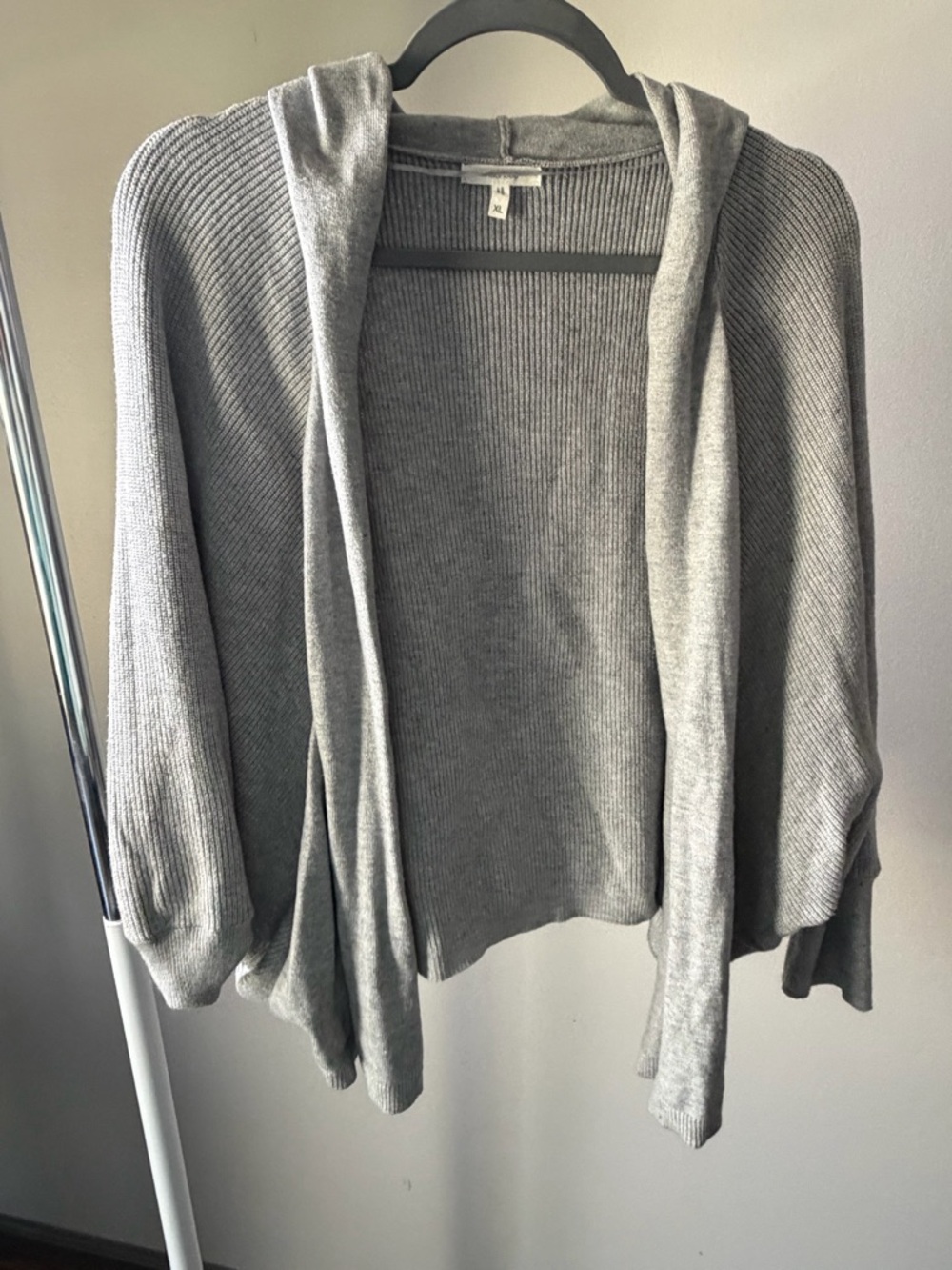 Maurices Light Gray Hooded Open-Front Cardigan